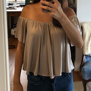 Shimmery Gold Off the Shoulder Top